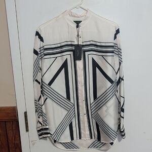 rag & bone Black and White Geometric Blouse